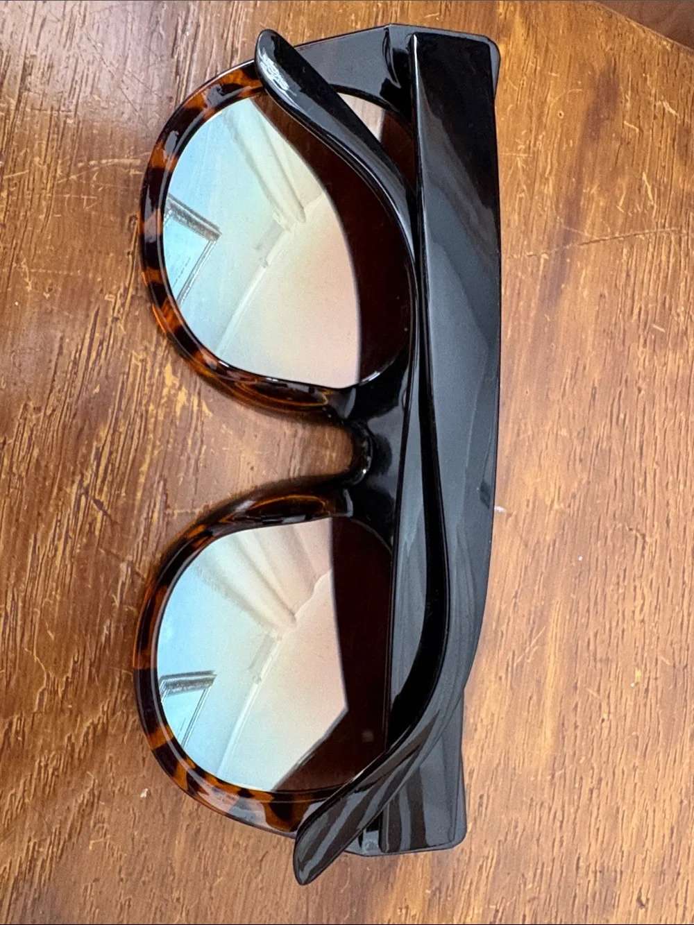 Tortoiseshell Cat-Eye Sunglasses -  Yellow Mirror Lenses
